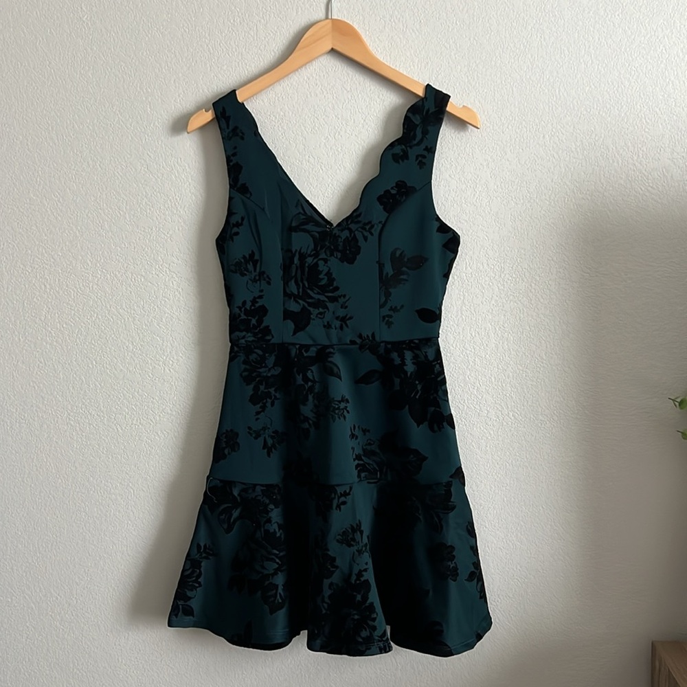 Green Embroidered Cocktail Dress